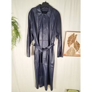 Vintage Walden Women's Midnight Purple Leather Trench Coat XL